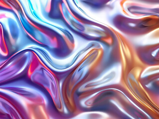 colorful Liquid metallic wavy 3d render background. 