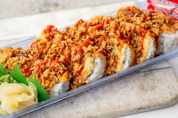 sushi, poke, bento food