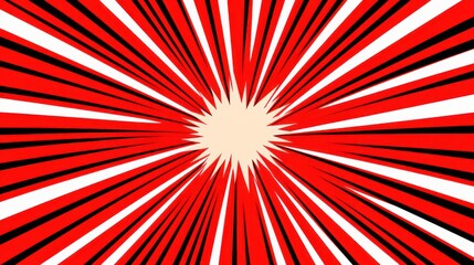 Fototapeta premium Colourful black and white comic book radial rays, lines. Comics background with motion, speed lines. Pop art style elements. Vector illustration