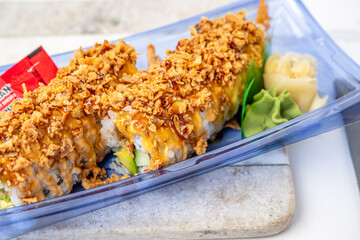 sushi, poke, bento food
