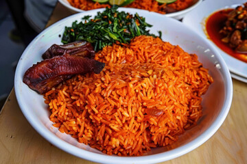 Delicious Bowl of Jollof Rice, Culinary World Tour, Food and Street Food