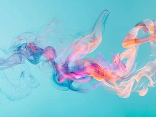 Ethereal swirls of colored smoke dance on a teal backdrop