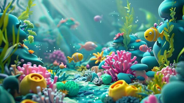 coral reef and fishes under the ocean
