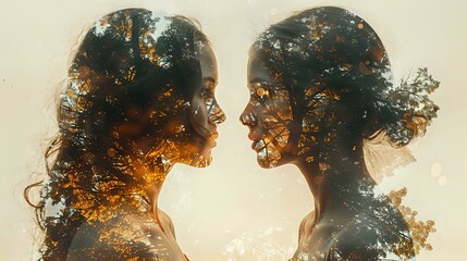 Ethereal Silhouettes: Humans and Trees Intertwined