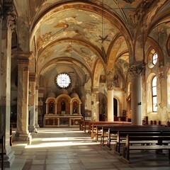Fototapeta premium Ancient Style Church interior 
