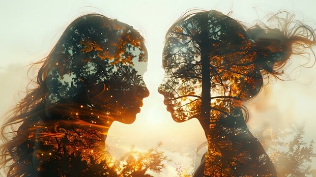 Mystical Unity: Double Exposure of Humans and Trees