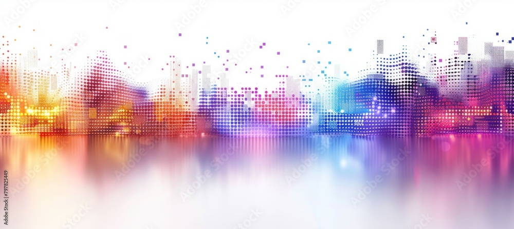 Aufkleber colorful virtual elements technology background. generative ai technology.