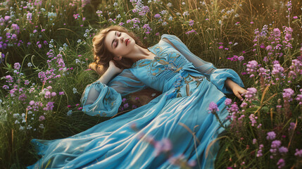 Art photo fairy tale sleeping beauty. Fantasy woman 