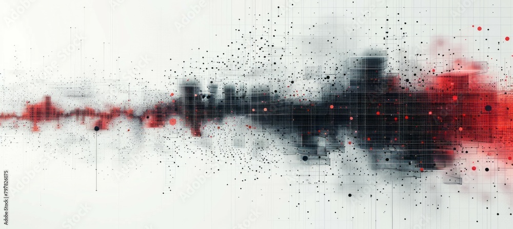 Poster Abstract wave technology background. Generative AI technology.