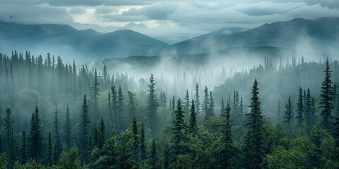 Breathtaking forest landscape in Alaska