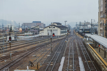 Fototapeta premium Railway track and railway station for high speed train.in Nagoya, Japan.