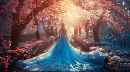 Art photo fantasy woman princess goes to meet light 
