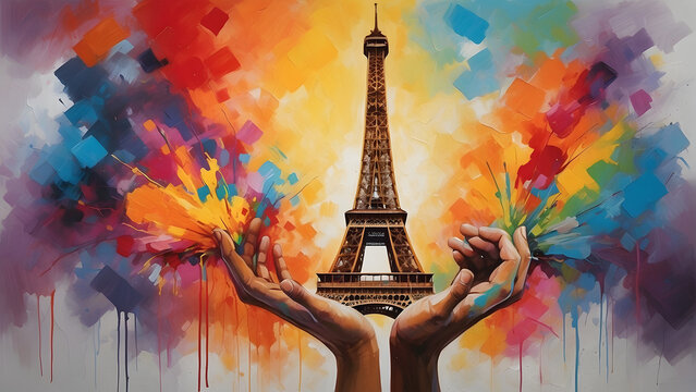 Olympic flame in paris concept, olympic games 2024. Sports, competition.