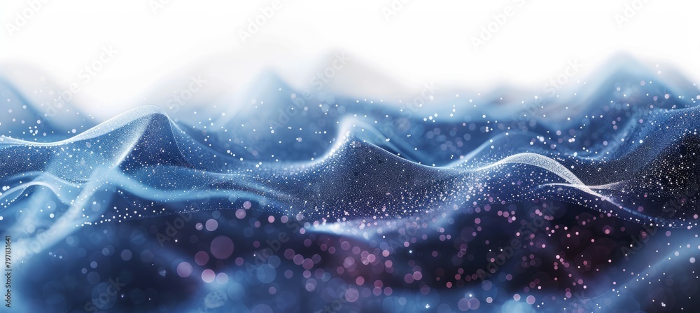 Fototapete Abstract wave data virtual particles. Digital cyberspace datum technology background. Generative AI technology.	

