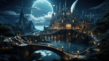 Abstract surreal dreamscapes, with floating islands and ethereal light