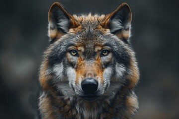 Obraz premium Wolf portrait. A beautiful wolf posing for the camera. Wild Life photography of a wolf.