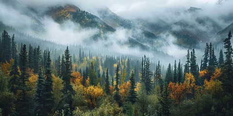 Breathtaking forest landscape in Alaska