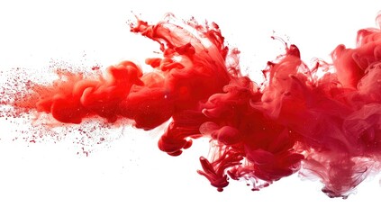 Generative AI Illustration of colorful smoke horizontal flow isolated on white background. Creative dynamic backdrop digital art.