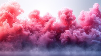 Fototapeta premium Generative AI Illustration of colorful smoke horizontal flow isolated on white background. Creative dynamic backdrop digital art.