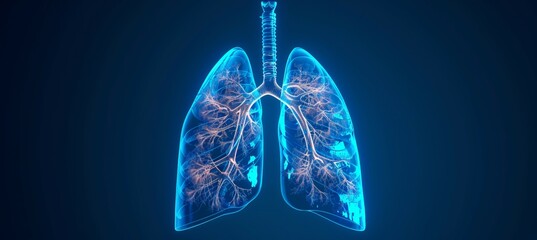 X-ray illustration of human organ lungs. Generative AI technology.	
