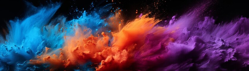 Colorful powder explosion on black background