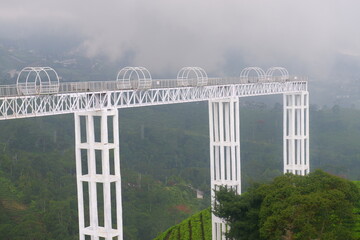 view of the Kemuning Hill glass bridge in Karanganyar