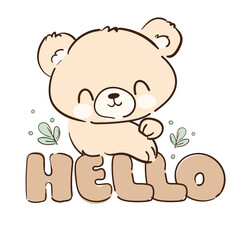 Hand Drawn Cute little Teddy Bear, vector illustration, Print for baby, newborns design