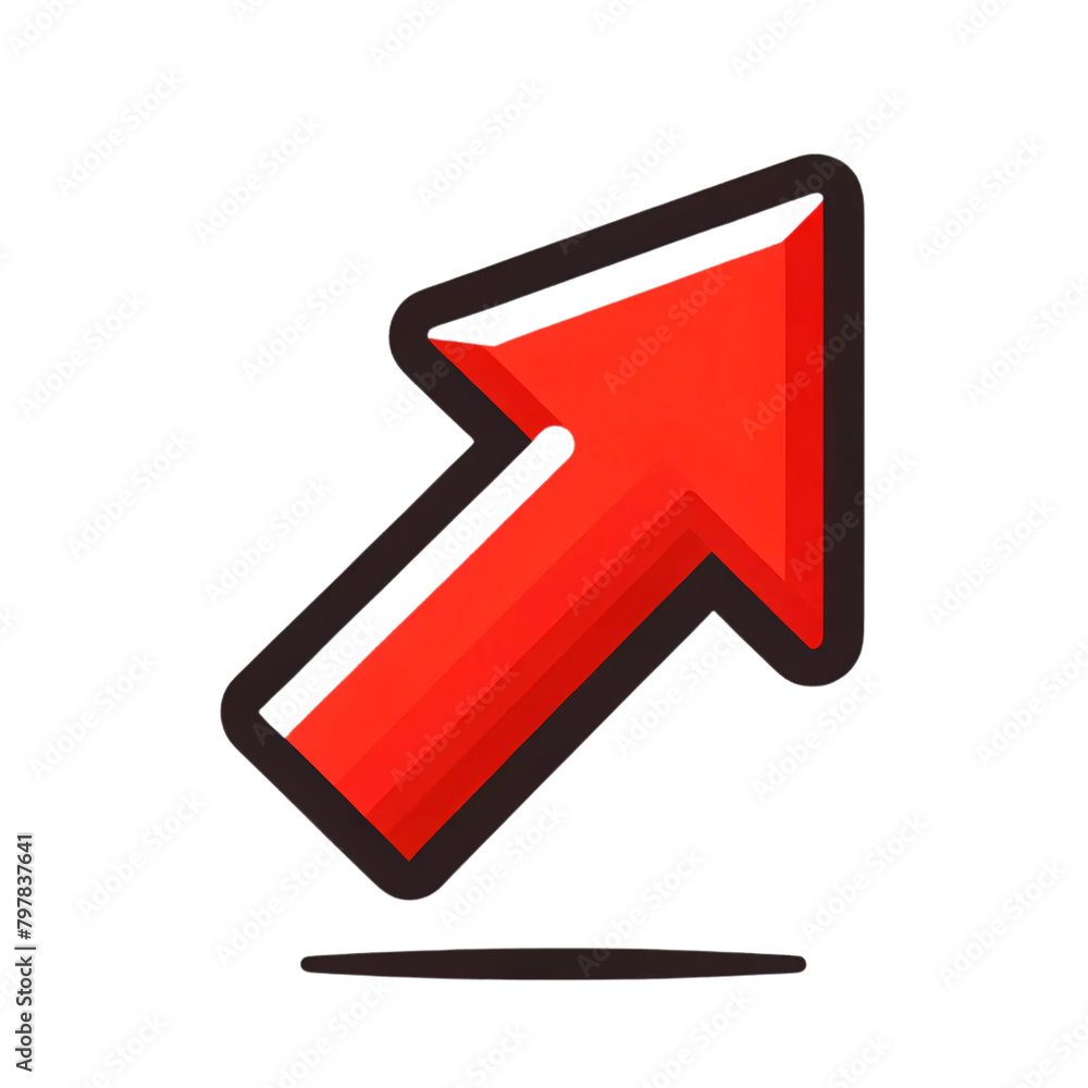 Poster a bold, red arrow pointing upwards, indicating growth or increase on a transparent background. the a