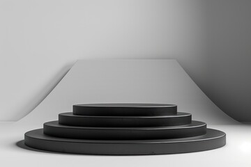 Obraz premium Empty white space with black podium. For the presentation of a premium luxury product