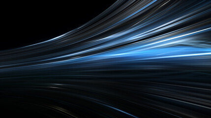 A blue and black image with a long, curving line. The image is abstract and has a futuristic feel to it