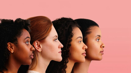 Profiles of diversity - four women united in gaze