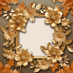Luxurious Golden Floral Frame with Blank Space for Artwork