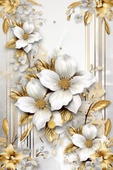 Luxurious Floral Wallpaper with White Flower Centerpiece