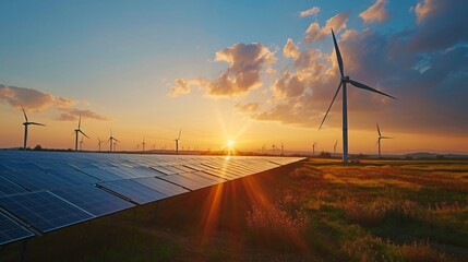Renewable Energy Landscape at Sunset