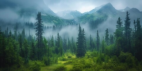 Breathtaking mountains landscape of Alaska