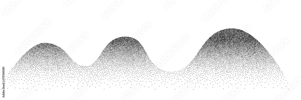 Poster dotwork wave grain pattern background. abstract dot stipple lines. vector illustration isolated on w