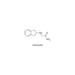 Indantadol flat skeletal molecular structure MAO inhibitor drug used in Neuropathic pain treatment. Vector illustration scientific diagram.