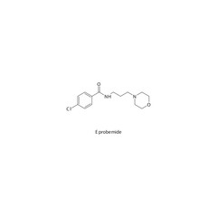 Eprobemide  flat skeletal molecular structure MAO A inhibitor drug used in depression treatment. Vector illustration scientific diagram.