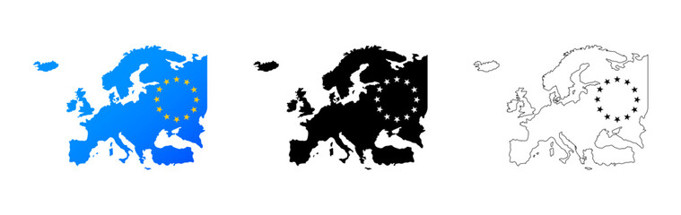 Europe map icon. Collection of European countries. The border of a European country