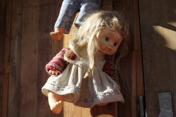 Doll on a wooden door