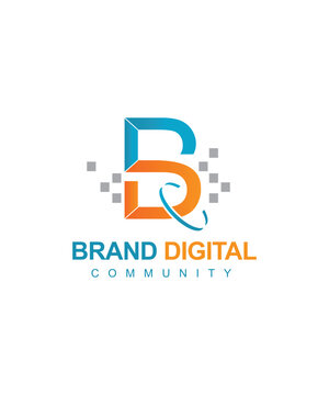 Brand digital logo icon design template