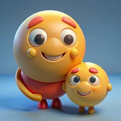 Super happy mom and kids emoji. Generative Ai