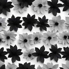 Fototapeta premium Black and White Floral Array - Monochrome Botanical Backdrop