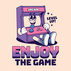 Mascot Arcade Game Machine Vector Art, Illustration and Graphic