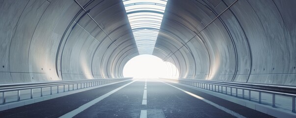 A road in the architectual concrete tunnel  highway with empty asphalt.