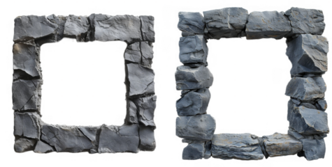 Granite dark rock frame . Rock stone square border