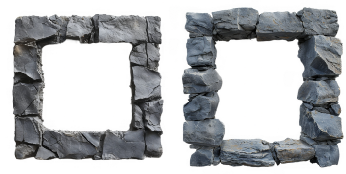 Granite dark rock frame . Rock stone square border