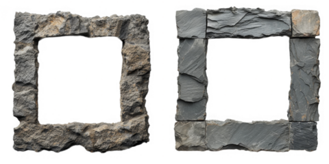 Granite dark rock frame . Rock stone square border