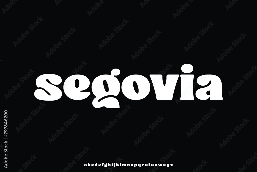 Poster unique chubby lowercase alphabet retro style display font vector