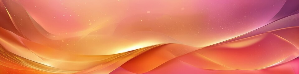 Abstract gold and soft peach gradient and shining golden glittering shimer lights background for banner. Blurred bokeh. Backdrop for Valentines day, womens day, holiday or event